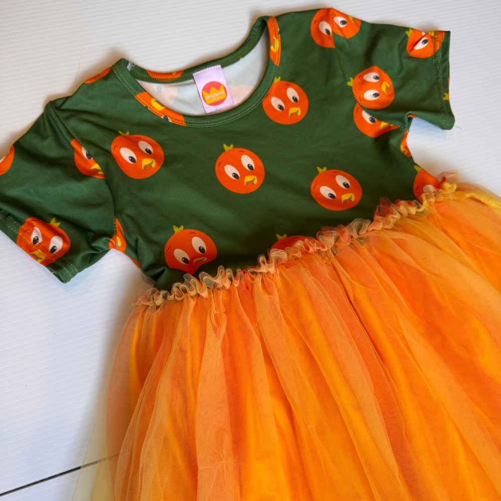Orange Bird‎ Tutu Dress Kids 8 Green Orange Epcot Whitydarling